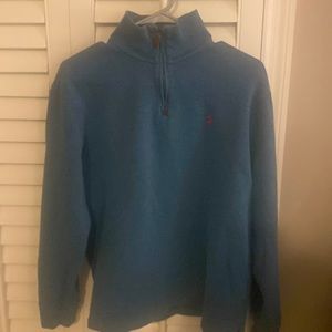 Ralph Lauren Mens Quarter Zip Ribbed Blue Jersey